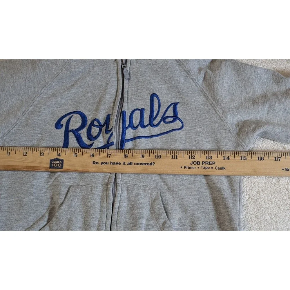 Majestic Kansas City Royals Full Zip Hoodie Youth Small Grey Blue MLB Sweatshirt